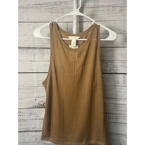 H&M Ribbed Tank Top Sleeveless Brown Casual Basic Everyday Top Women's Size S